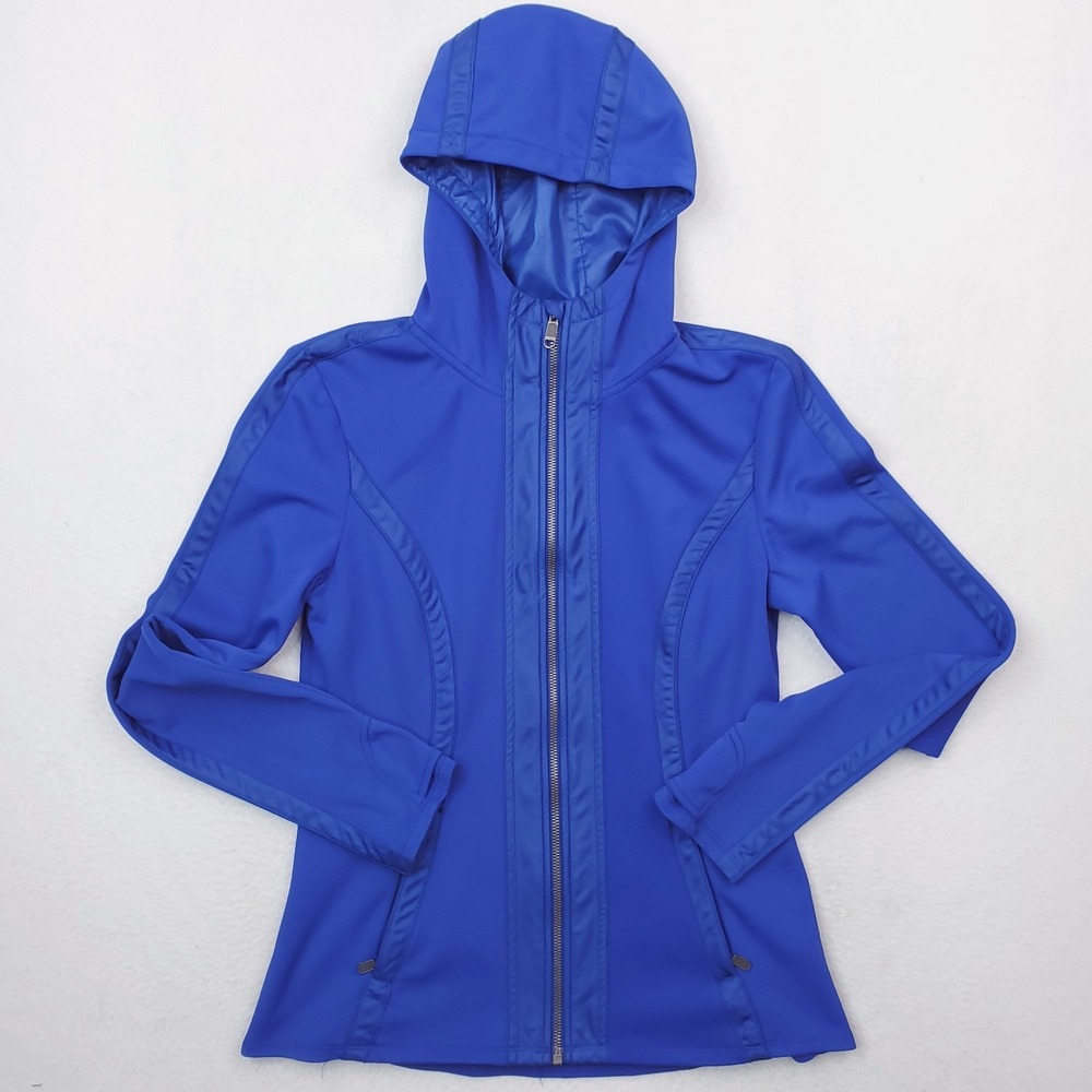 Athleta‎ Verbier Jacket Womens Small Blue Softshell Thumbhole Sleeve Athleisure